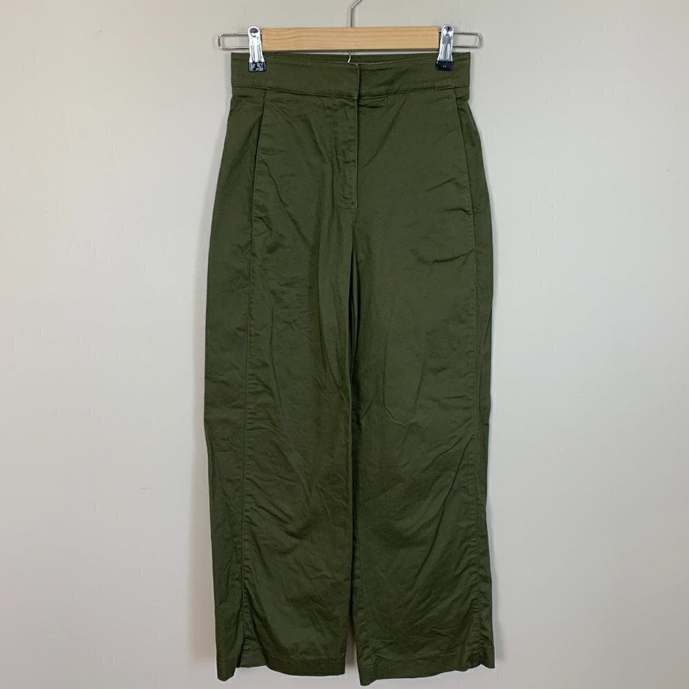 Aritzia The Group Babaton Walsh Crop Wide Leg Pants in Army Green Sz 00